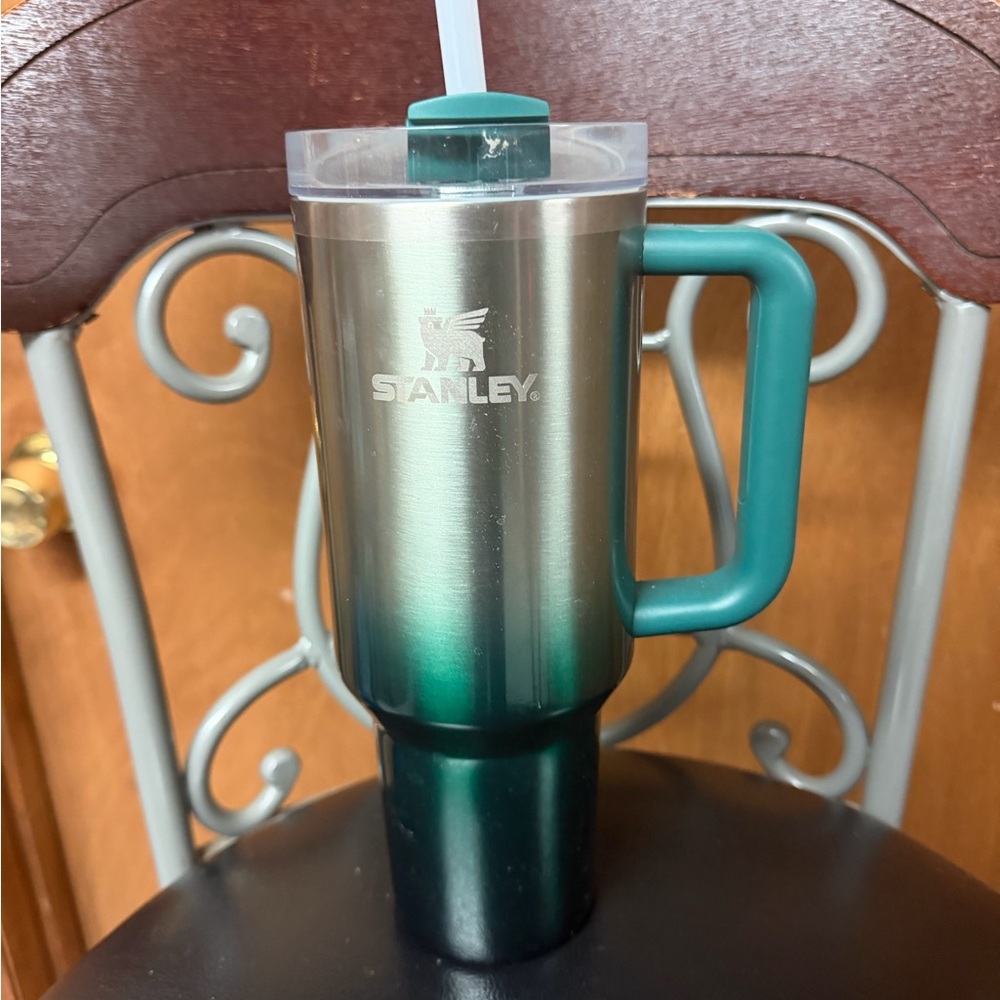 Stanley Teal and Silver Travel Mug